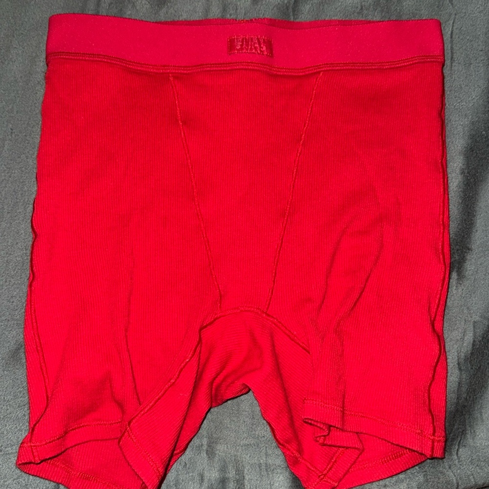 SKIMS COTTON RIB BOXER RED SIZE SMALL
